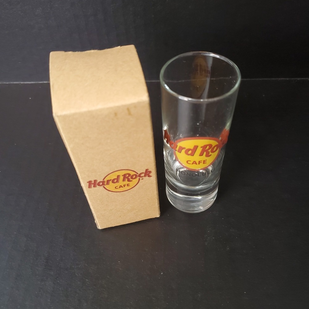 Hard Rock Cafe Honolulu -  Tall Shot Glass 4" Classic Logo Souvenir Collectible